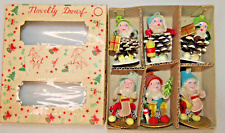 Vintage Novelty Dwarf Pinecone Chenille Band Christmas Ornaments Set w Box Japan picture
