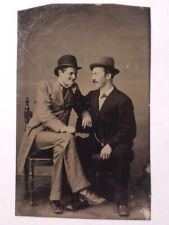 Antique Tintype Photo Men Each Other Affectionate Looking & Smiling Gay Interest picture