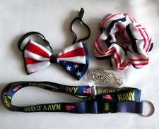 4/pc-4th July Patriotic Adjustable Bow Tie/Hair Tie/Key Chain/military Chain-kid picture