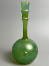 Vintage Blue Green Handmade Neker Jerusalem Glass long neck Vase Israel 6.5”t picture