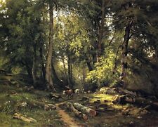 Art Oil painting Shishkin Ivan Ivanovich - Herd in the woods landscape on canvas picture