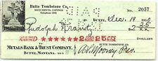1930 BUTTE MONTANA BUTTE TOMBSTONE CO METALS BANK & TRUST COMPANY CHECK Z1589 picture
