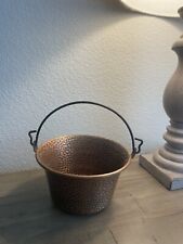 Vintage Copper Hammered Pail With Handle picture