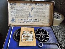 1905 Vintage Cast Iron Rosette Irons Alfred Andresen Original Box Book Antique picture
