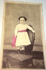 Antique Victorian American Fashion Pink Sash Rosy Cheeks Child NY CDV Photo US picture
