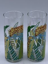 Vintage Pier One Giraffe Highball Tumbler Glasses by Panache 1980s Set Of 2 picture