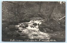 POSTCARD RPPC Falls Below Waterworks Newaygo Michigan 1911 Brook Stream picture