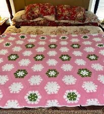 Vtg Handmade Crocheted Snowflake Star bedspread quilt 84” x 48” Cottagecore  c2 picture