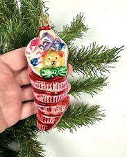 INGE GLAS Germany Glass Christmas Ornament Stocking with Gifts Blown picture