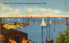 Vintage Postcard Sail Boats in St. Joseph & Benton Harbor Michigan MI 1938  R076 picture