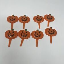 8 Vintage 1997 Pumpkin Head Cake Cupcake Toppers Halloween Picks Bakery Crafts picture