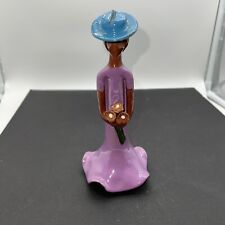 Vintage Dominican Republic  Faceless Clay Doll 8” Blue Hat picture