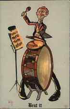 R. Lillo Musician Cymbals Giant Drum Sheet Music c1910 Vintage Postcard picture