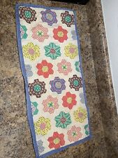 Vintage 1940s Feedsack Hand/machine Stitched Table Runner Doll Quilt Cutter picture