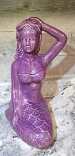 RARE Vintage Mermaid Sitting Large 12 inch  Ceramic Purple Siren Art Pottery picture