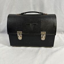 Vintage Black Metal THERMOS Lunchbox V Dome Made in USA picture