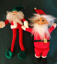 Two Vintage Santa Doll Figures 1 Troll 1 Felt Large 13