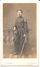 CDV Officer Lieutenant Artillery 1860 Albuminated Photo Bertrand Algiers Algeria picture