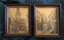 Set Of Two Vintage framed City Scenic Watercolors picture