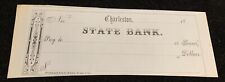 1800’s State Bank of Charleston SC Check picture