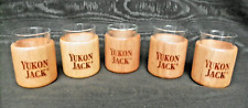 YUKON JACK LIQUOR COMPANY LOGO set of 5 SHOT GLASSES in wooden holders picture