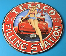 Vintage Texaco Gasoline Sign - Gas Pump Motor Oil Porcelain Filling Station Sign picture