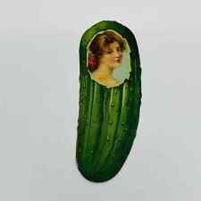 1880s Trade Card c1880s Die Cut Pickle Heinz Victorian Girl In a Pickle AA2 picture