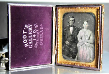 1/4 Marcus A Root Daguerreotype Man & Wife - Leather Case Philadelphia picture