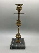BRASS King Prussia CANDlestick Candle Holder 9” Tall 3.5” Base Marble Bird Rare picture