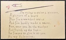 1910 **PRE WWI ERA** ~VALENTINE GREETINGS~ (ART AND RHYME) 1c UX20 POSTAL CARD picture