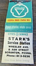 VINTAGE - STARK'S SERVICE STATION - CITIES SERVICE - SCRANTON PA MATCHBOOK COVER picture