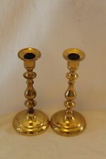 Vintage Pair 8 Inch Solid Brass Candle Stick Holders Made in India picture