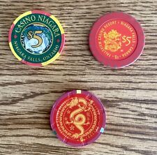 🎰RARE 3 Casino Niagara Year Of The Dragon Casino $5 Gaming Collectible Chips picture