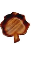 Monkey Pod Vintage Wooden Leaf Shape Dish Bowl Ashtray Hand Carved In HAWAII  picture