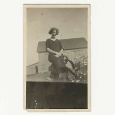 Flapper Sitting On Hidden Woman’s Face Awkward Pose 1920s Snapshot Photo picture