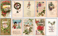 LOT/10 ANTIQUE CHRISTMAS VINTAGE POSTCARDS EARLY 1900's CONDITION VARIES #66 picture