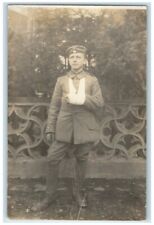 c1914-1918 WWI Wounded German Soldier Cast View Germany RPPC Photo Postcard picture