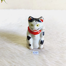 1920s Vintage Japanese Maneki Neko Cat Lucky Porcelain Figurine Statue Rare C5 picture