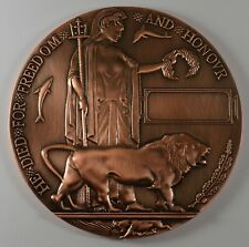Full Size Bronze World War 1 Memorial/Death Plaque  'Dead Man's Penny' WW1 120mm picture