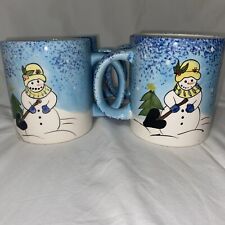 AMERICAN ATELIER Set of 4 Snowman Christmas  Mugs picture