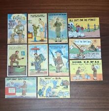 Vintage WWII Linen Postcard Lot Of 11 World War 2 US Army Comics Cartoons Unused picture