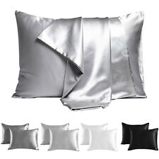 2 Pack Luxurious Satin Silk Pillowcase Soft Bedding Standard Queen Pillow Cover picture