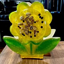 Vtg MCM Lucite Acrylic Sunflower Napkin Letter Holder Seeds Yellow Gamut Designs picture