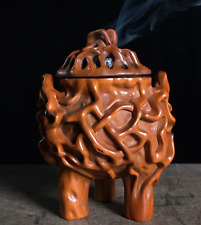 11cm fengshui noble natural boxwood carved Vine interwove statue  incense burner picture