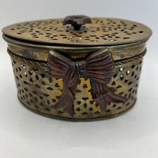 Vintage Handcrafted Brass Incense Burner Box with Bow India picture