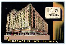 1948 Hotel Alexandria & Restaurant Building Garage View Los Angeles CA Postcard picture