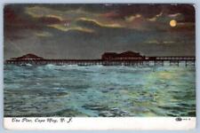 1910 CAPE MAY NJ MOONLIGHT OVER THE PIER FROM MAE COTTAGE #301 BROADWAY POSTCARD picture