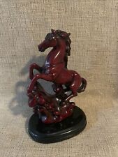 GORGEOUS STALLION HORSE  FIGURINE MADE OF BURGUNDY RED  HEAVY RESIN 5.5” picture