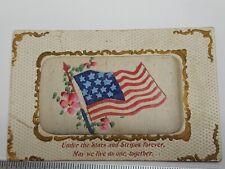 Rare 1909 Pincushion Postcard US FLAG HAND PAINTED PILLOW Unposted STARS STRIPES picture