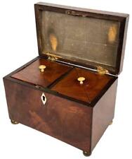 Antique 19thC English Regency Rosewood Sarcophagus Footed Tea Caddy Box Casket picture